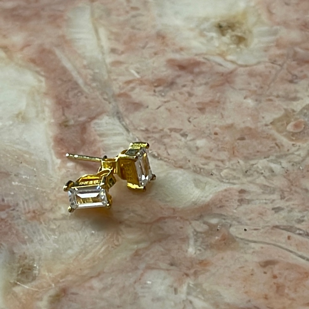 Faux Diamond Gold Earrings
